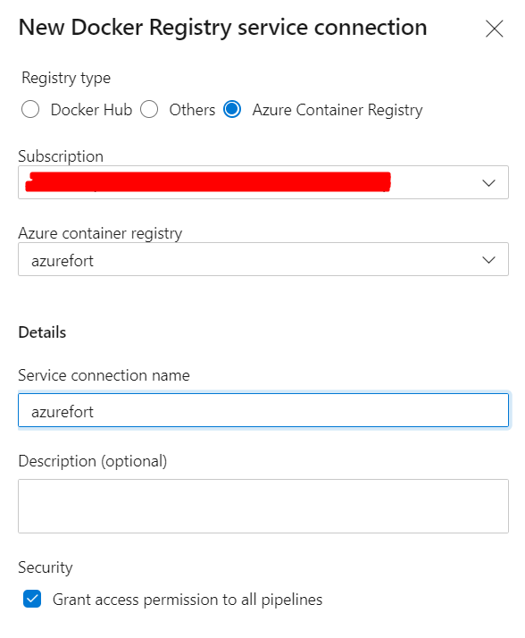Azure DevOps - Docker service connection